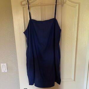 Madewell blue linen shift dress